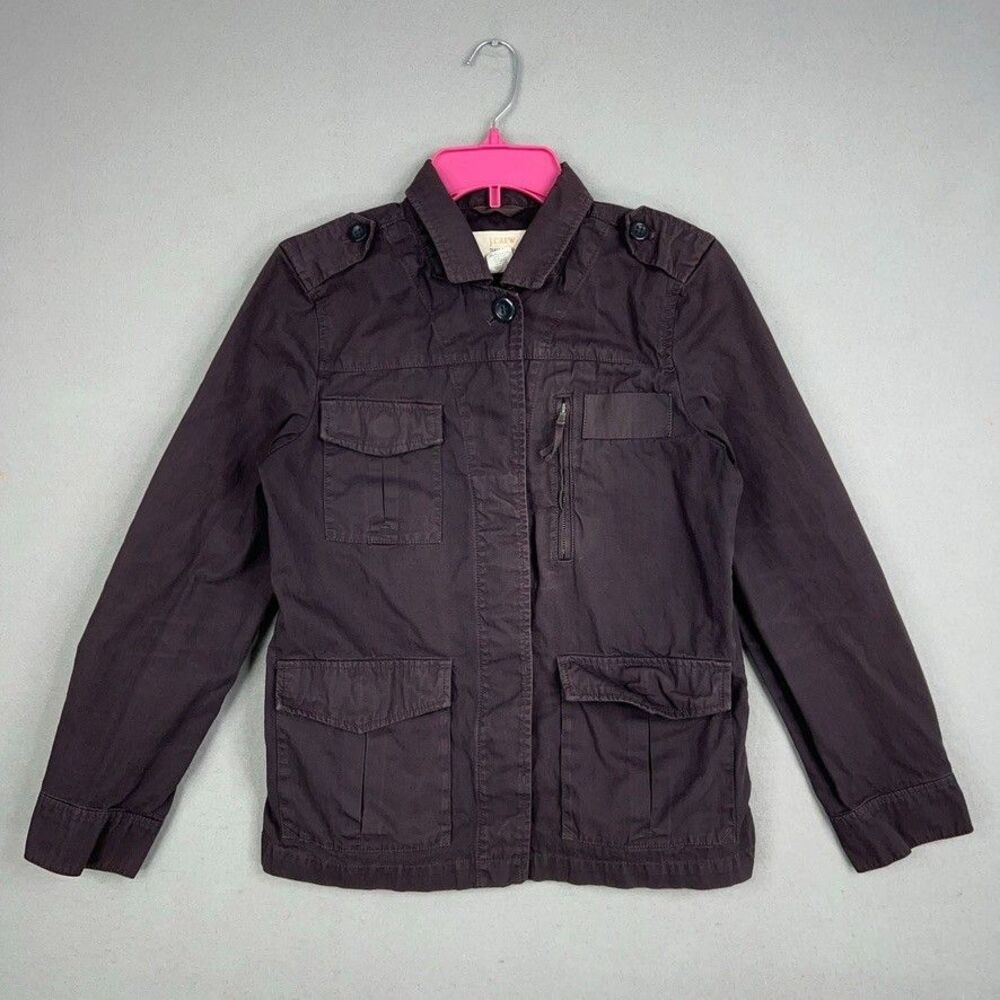 J Crew Jacket Women 6 Gray Classic Twill Chino Weathered Broken In Military